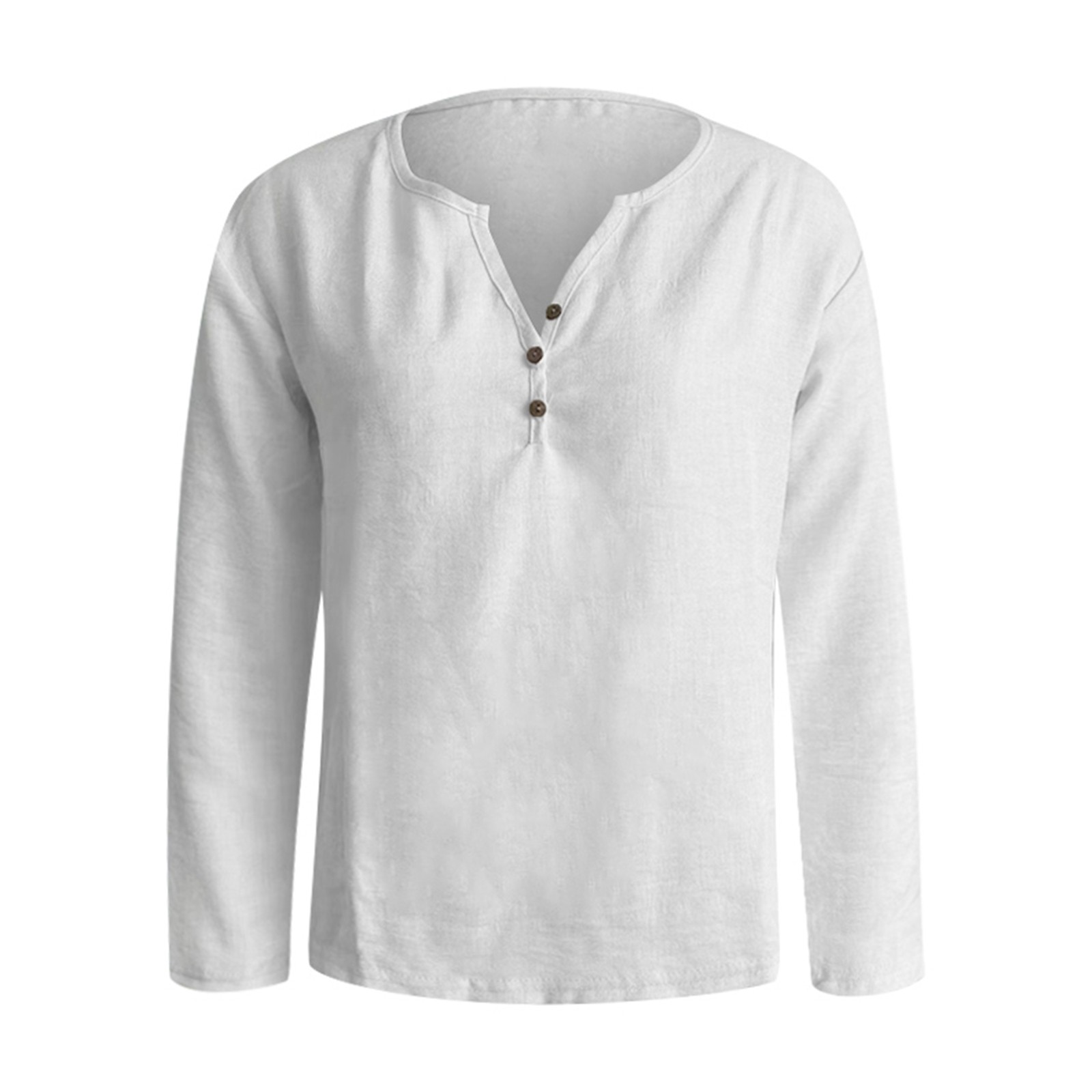 thumbnail image 4 of Camiseta informal de manga larga y cuello en V - Elegante cuello en V, color versátil, tejido cómodo, 4 of 5